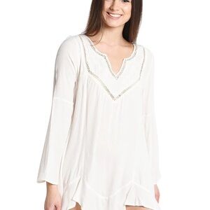 L*Space White Crochet Detail Tunic Dress